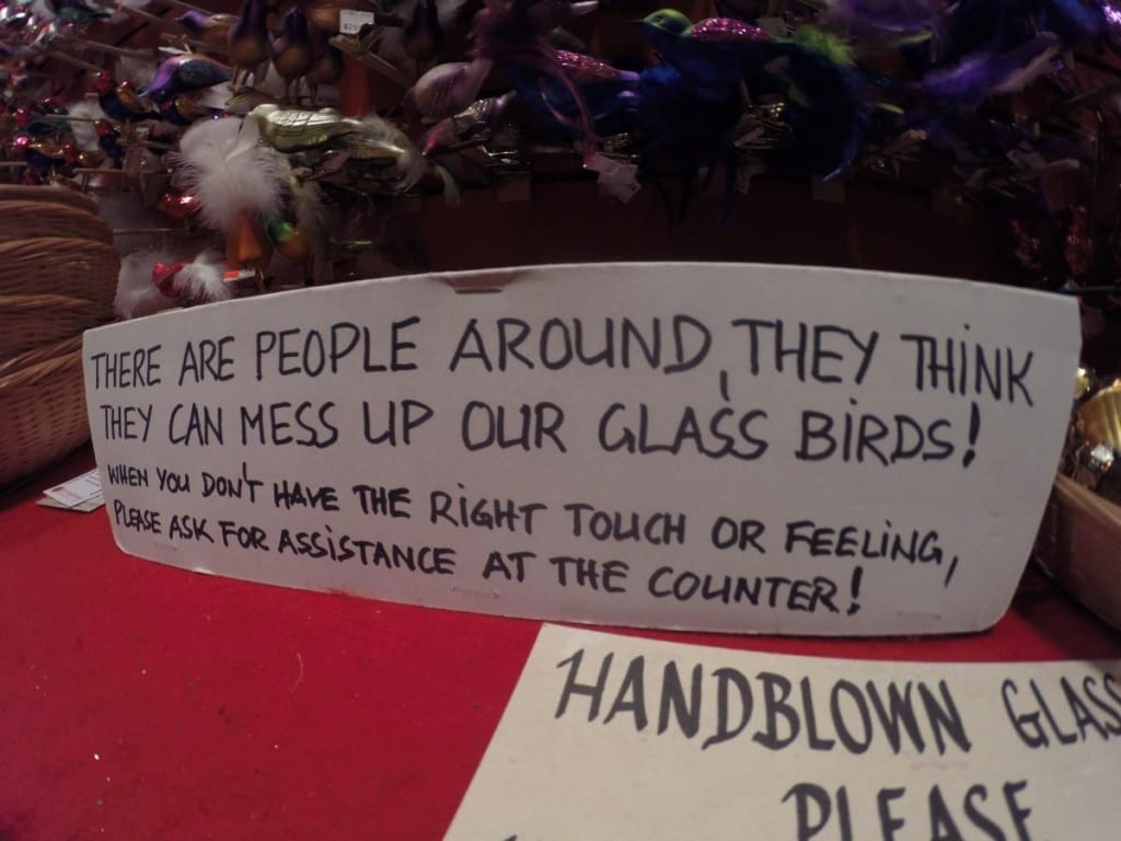 One of the many warning signs inside Christmas Village 