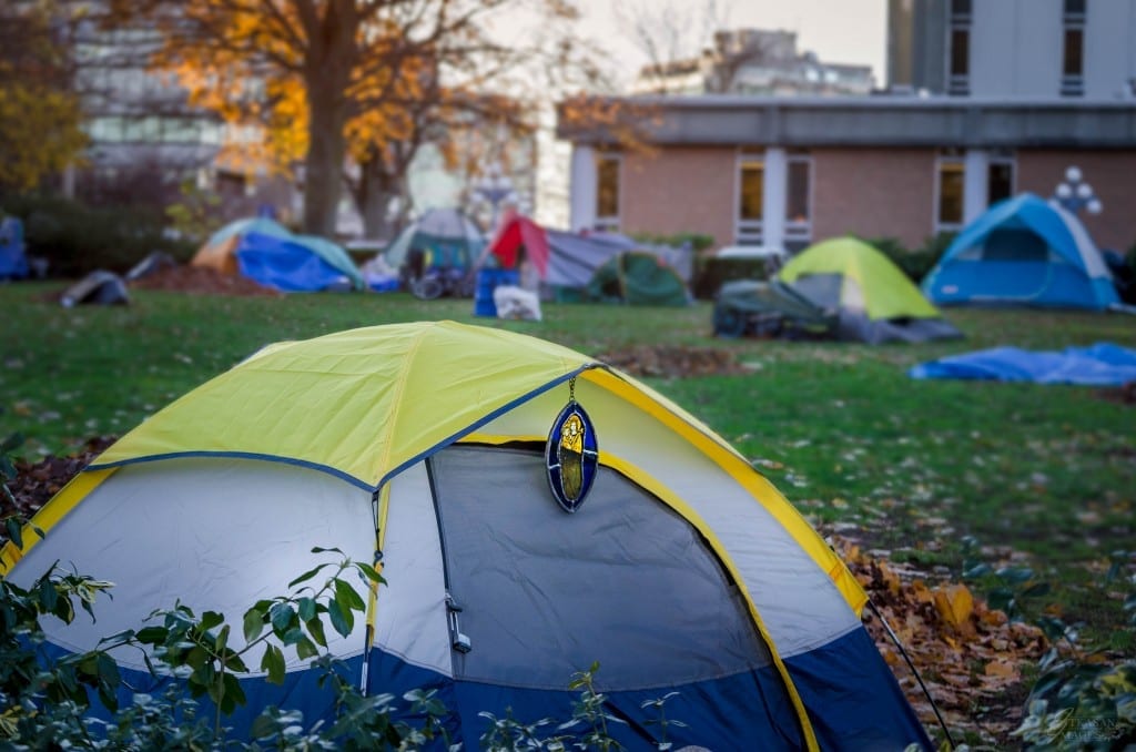 Tents on the Victoria courthouse lawn, November 24, 2015. Photo by ItkasanImages