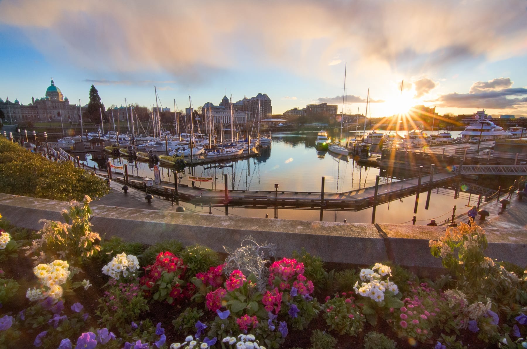 Sunset over the Victoria Inner Harbour 
