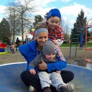 Cst. Sarah Beckett with her children Emmitt and Lucas