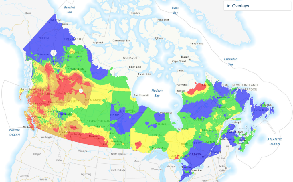 This interactive map shows the risk of wildfires across British Columbia