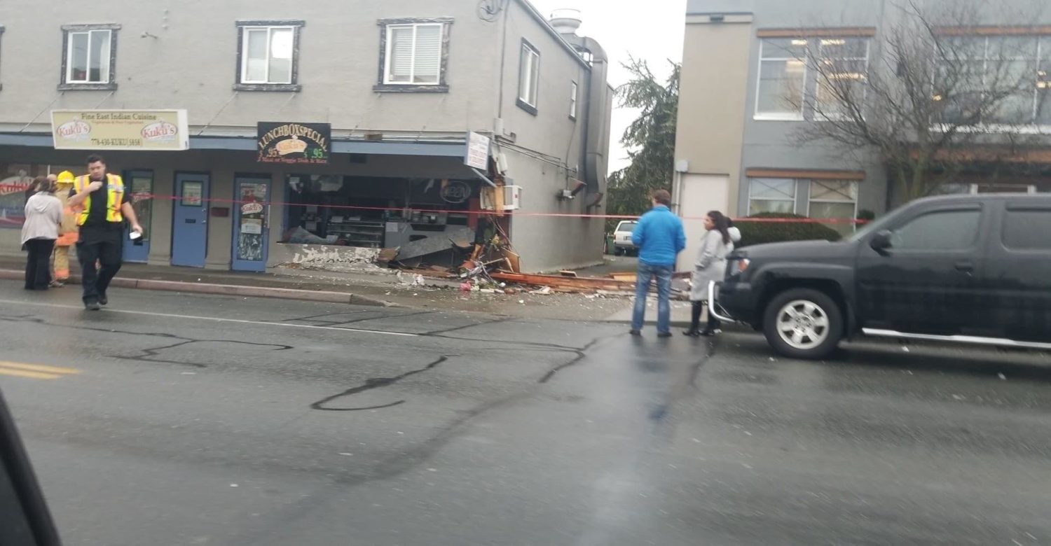 Driver taken to hospital after crashing into restaurant in Victoria ...